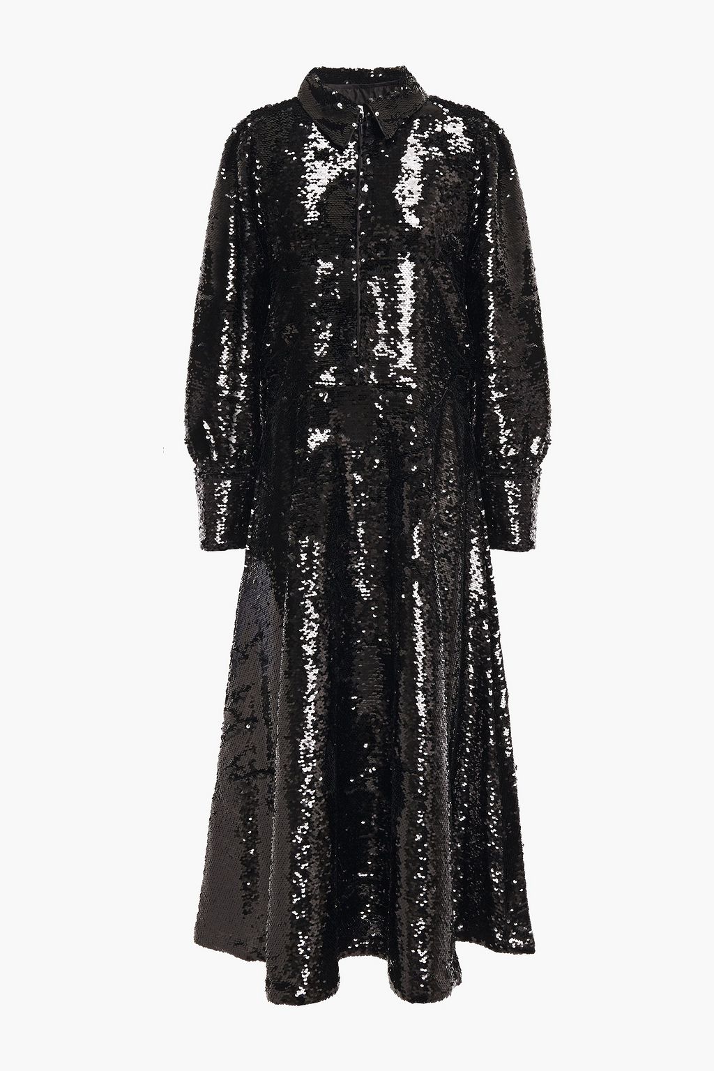 black sequin shirt dress