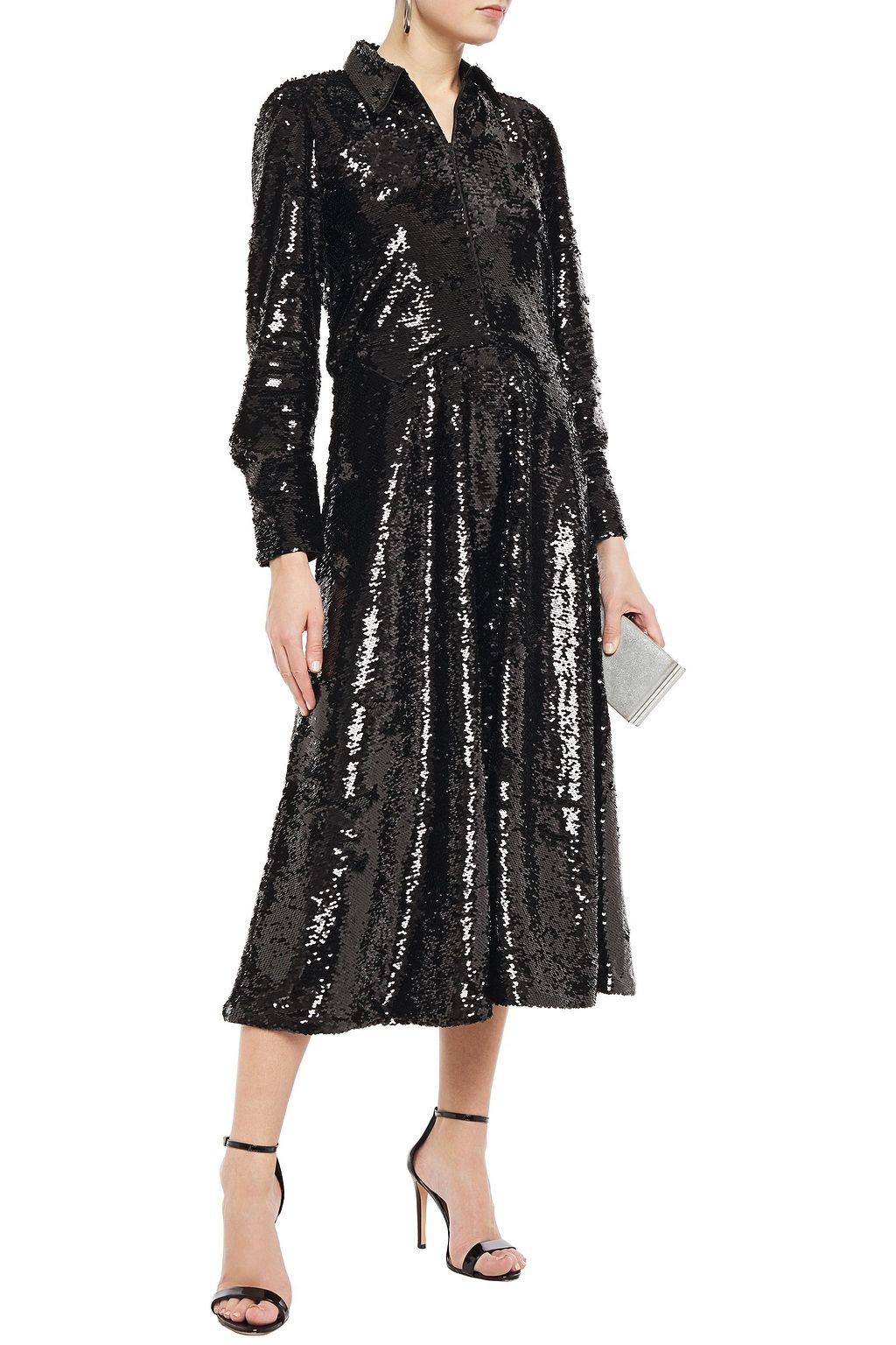 GANNI Sequined tulle midi dress