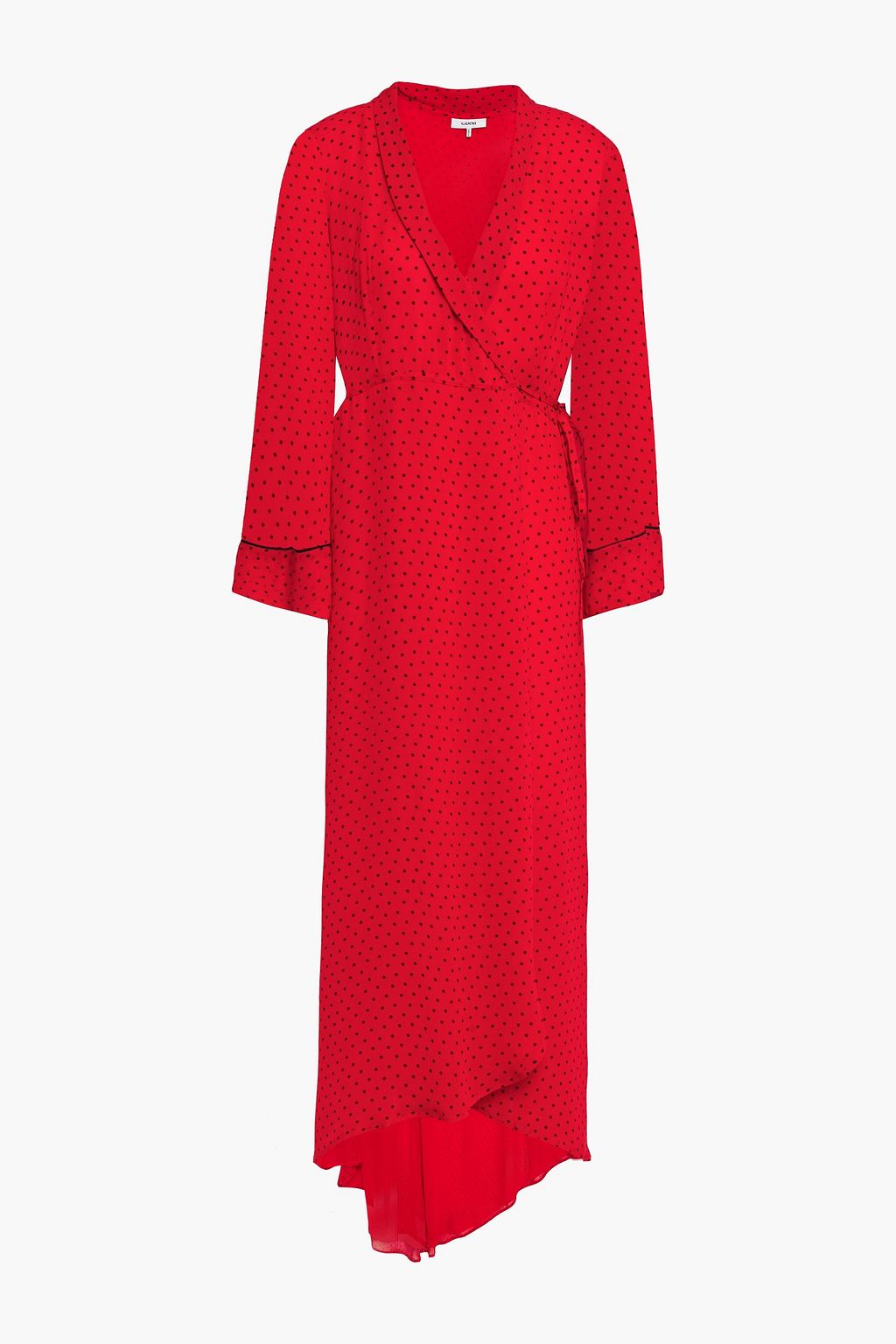 ganni red wrap dress