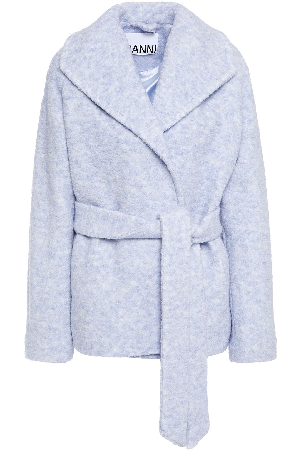 light blue boucle coat