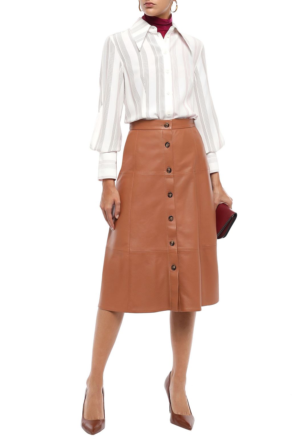 VICTORIA BECKHAM Striped silk-cady shirt