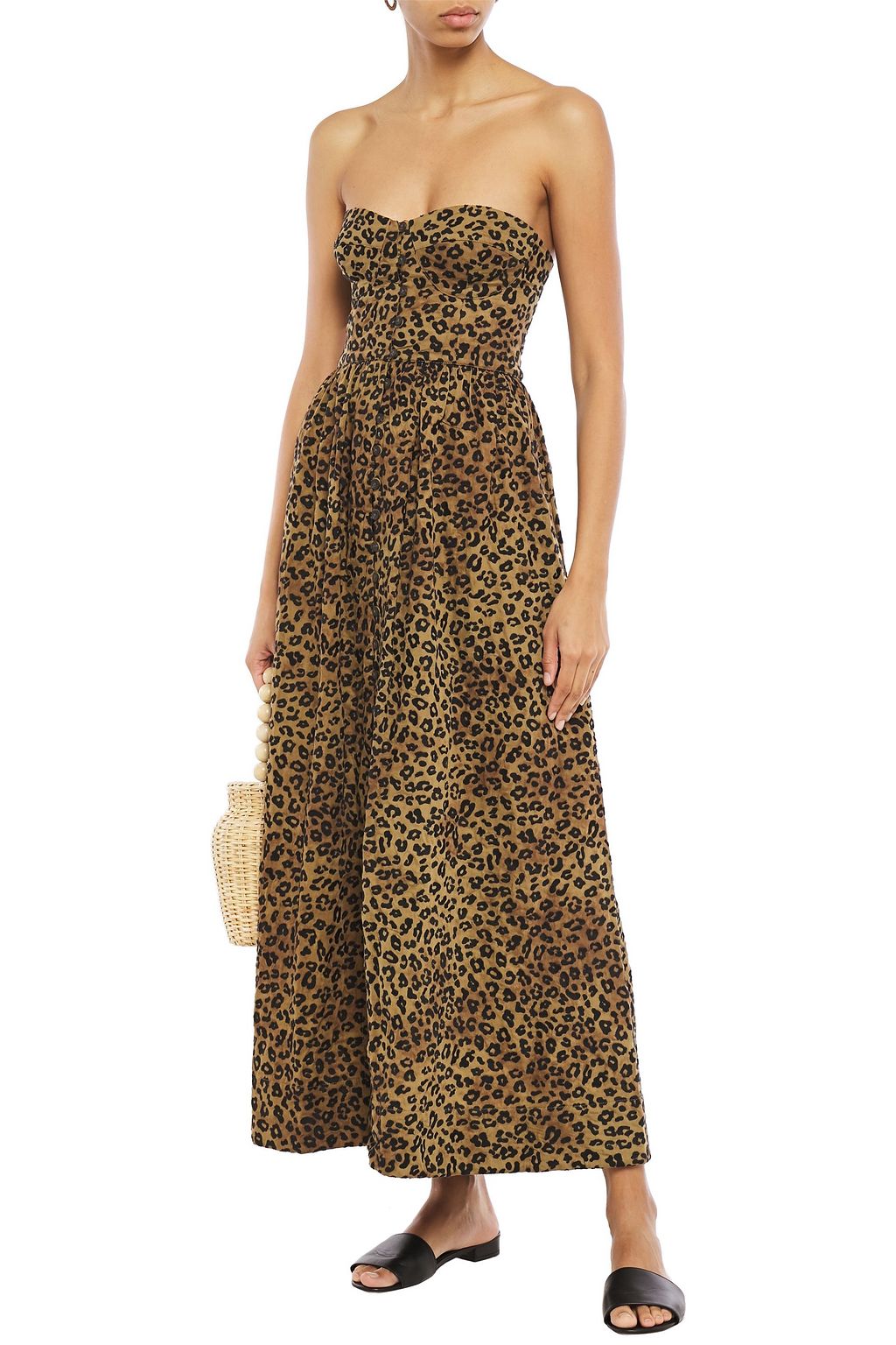 MARA HOFFMAN Mercedes strapless embroidered organic cotton-broadcloth maxi dress
