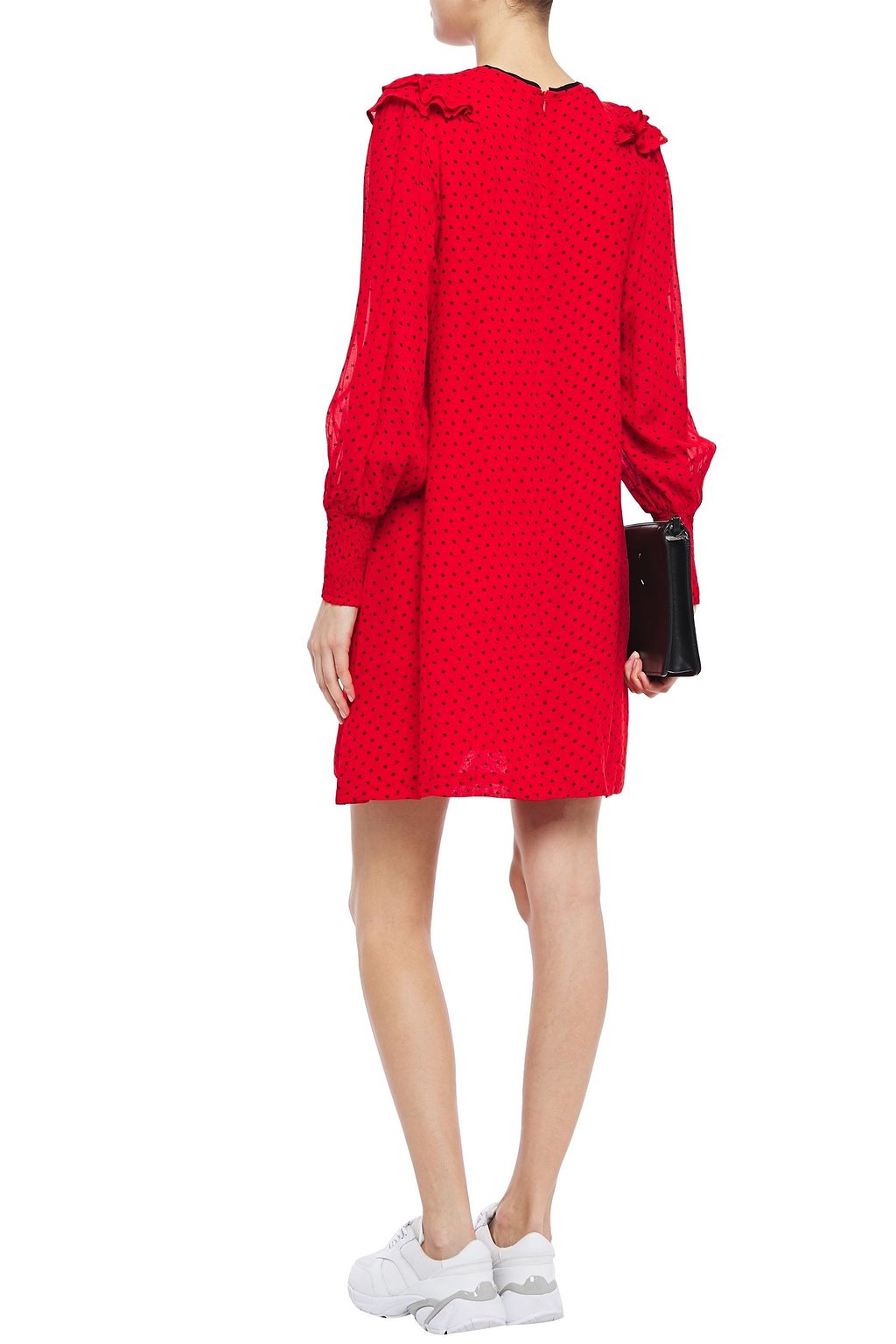 GANNI Mullin ruffled printed georgette mini dress