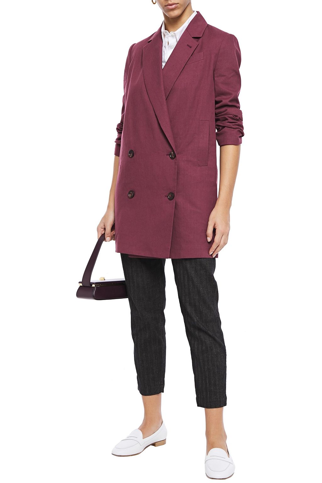 BRUNELLO CUCINELLI Double-breasted linen and cotton-blend blazer