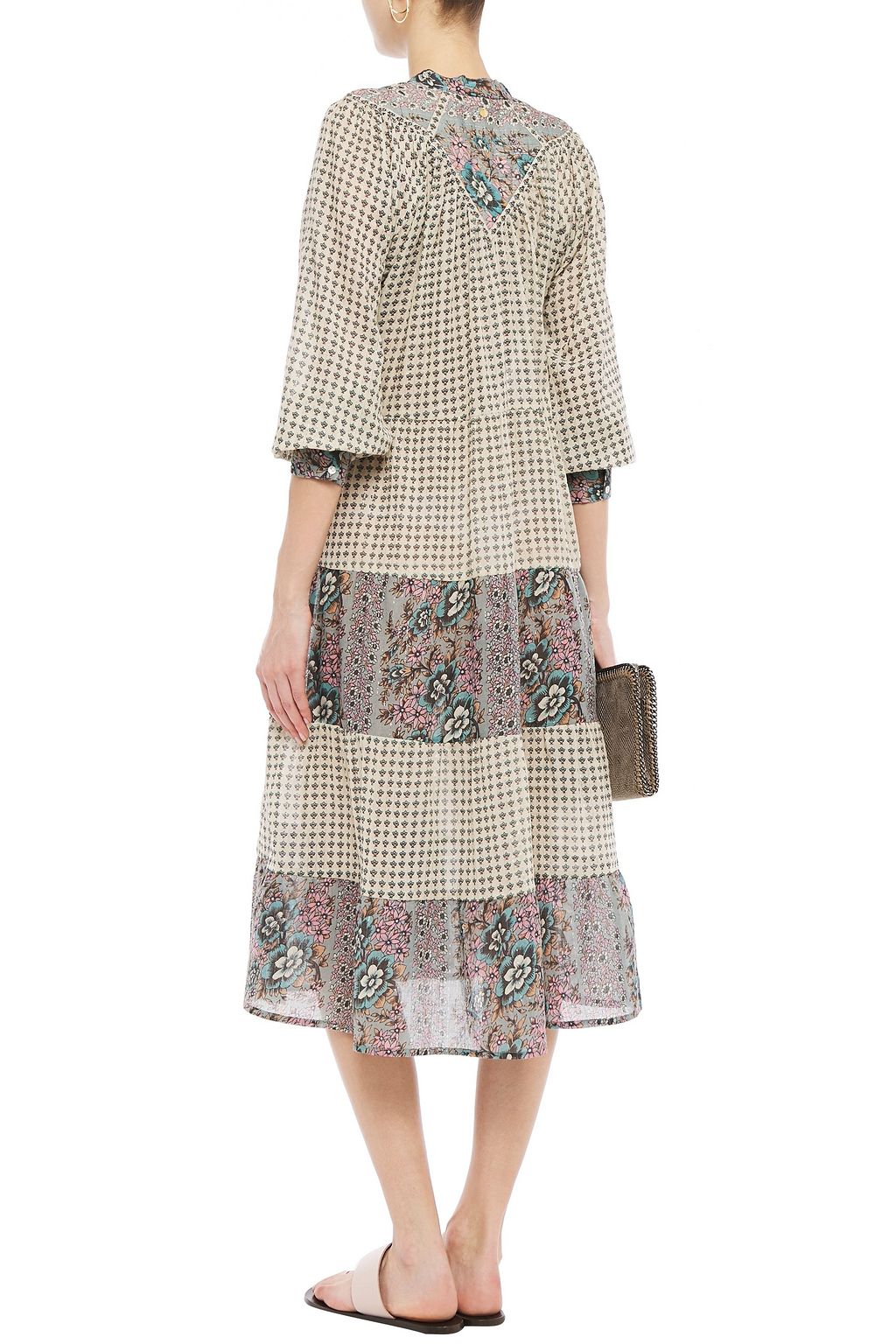 ANTIK BATIK Elody paneled printed cotton-gauze midi dress