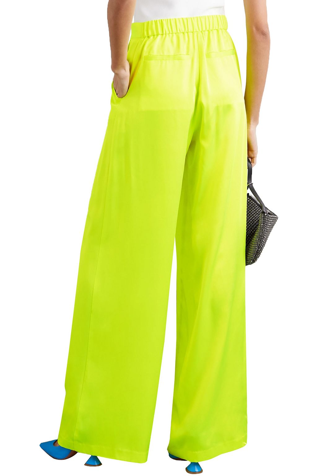 CHRISTOPHER JOHN ROGERS Neon silk-charmeuse wide-leg pants
