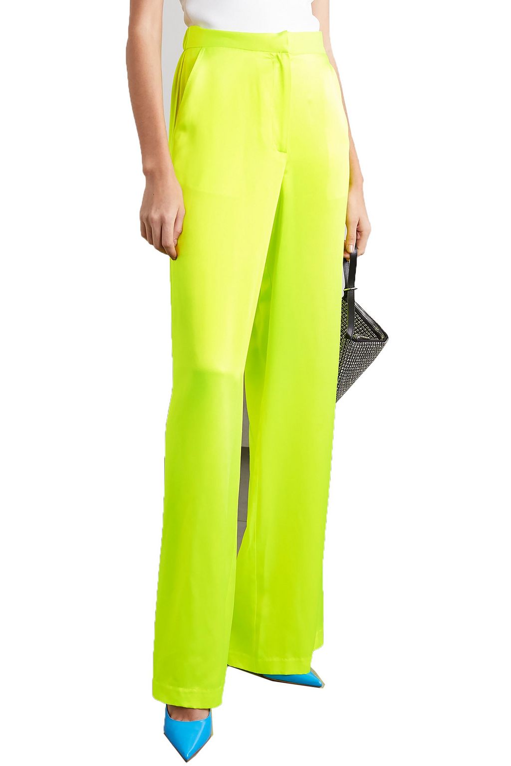 CHRISTOPHER JOHN ROGERS Neon silk-charmeuse wide-leg pants
