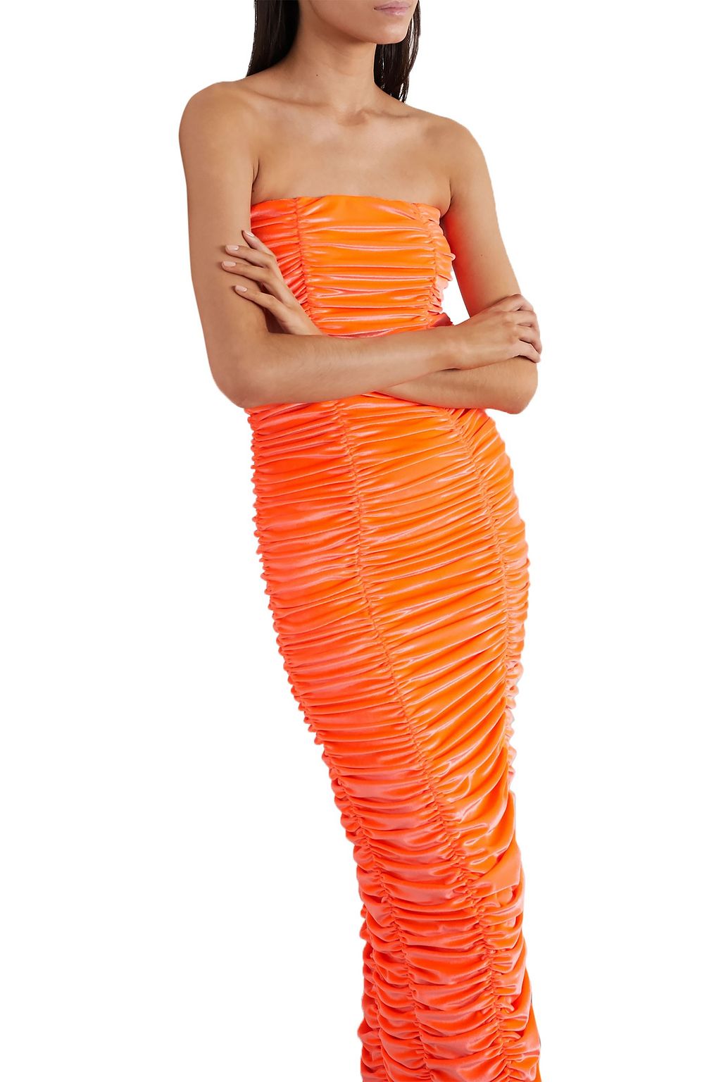 CHRISTOPHER JOHN ROGERS Wiggle ruched stretch-velvet midi dress