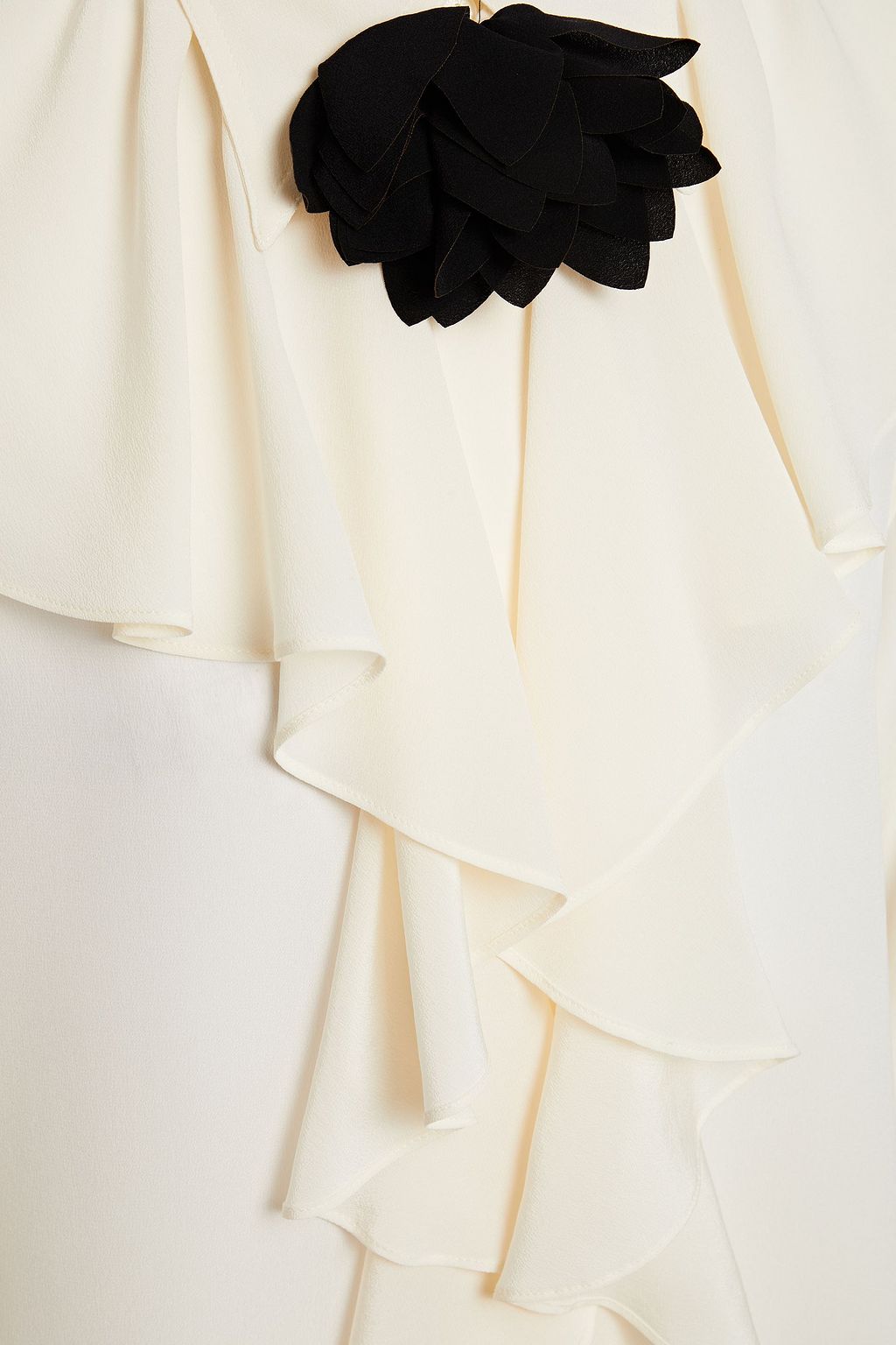 VICTORIA BECKHAM Appliquéd ruffled silk crepe de chine blouse