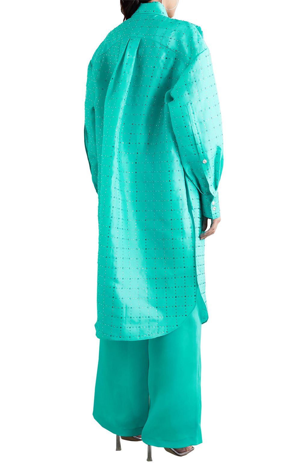 CHRISTOPHER JOHN ROGERS Oversized crystal-embellished silk-charmeuse shirt dress