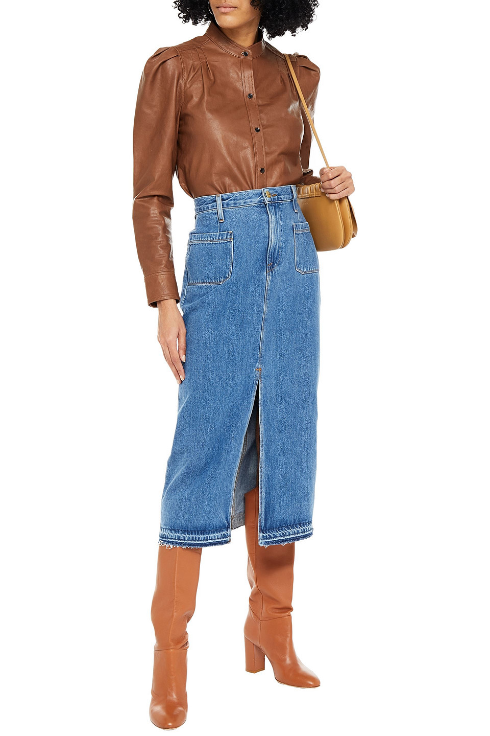 frame denim midi skirt