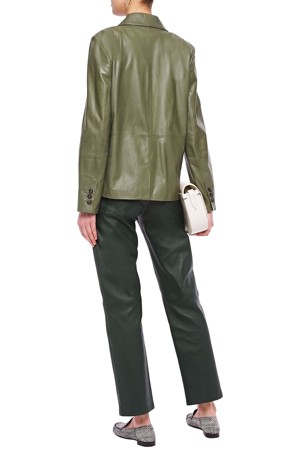BRUNELLO CUCINELLI Bead-embellished leather blazer