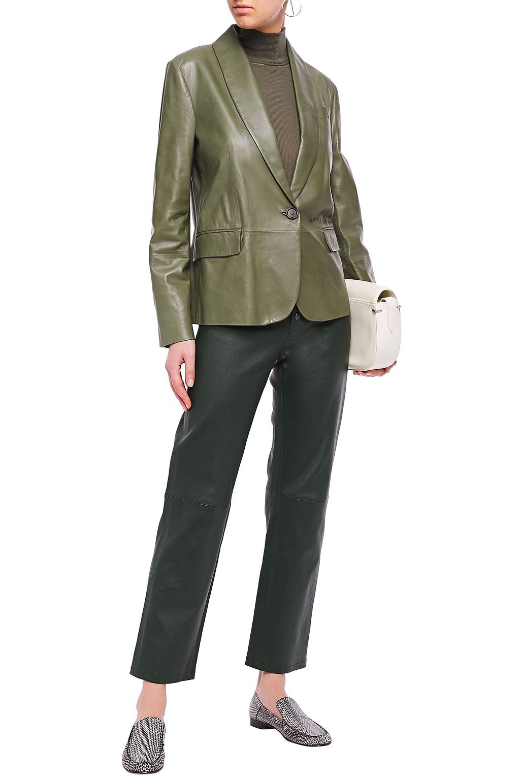 BRUNELLO CUCINELLI Bead-embellished leather blazer