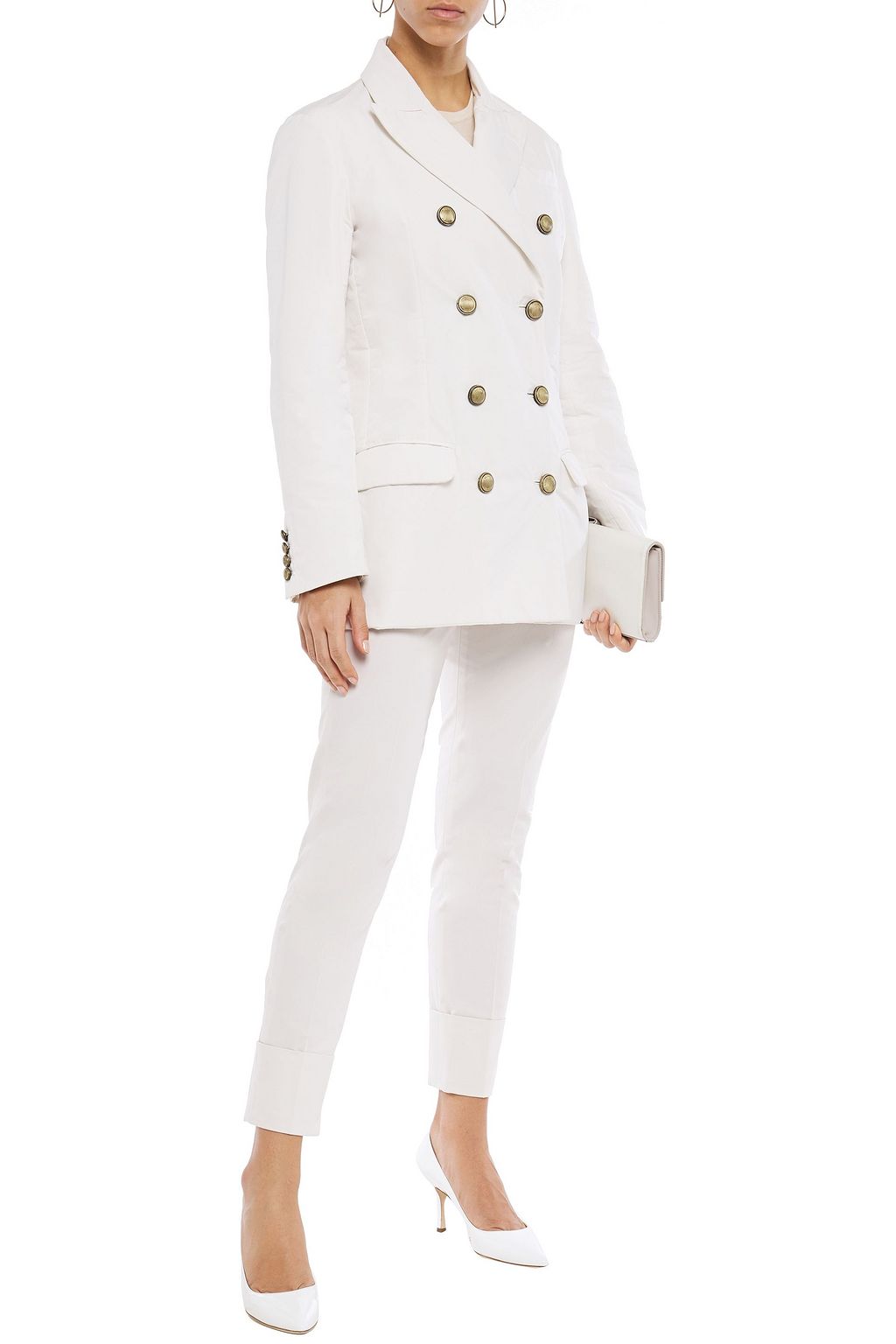 BRUNELLO CUCINELLI Double-breasted bead-embellished shell blazer