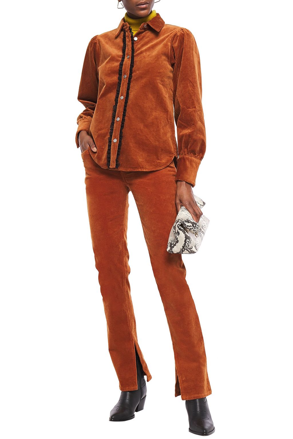 GANNI Cotton-blend corduroy slim-leg pants