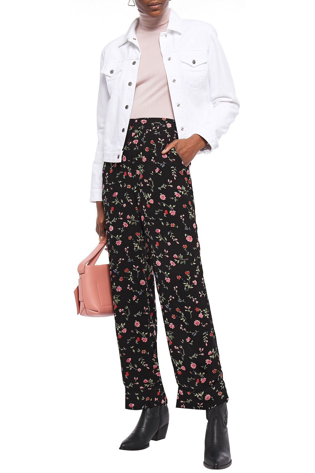 GANNI Polka-dot georgette straight-leg pants