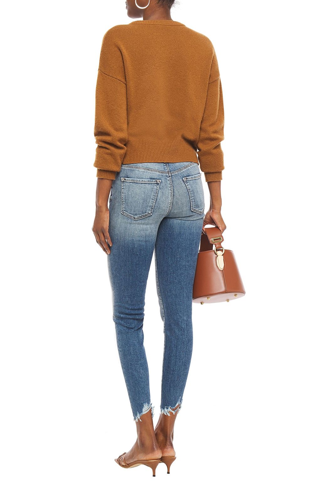 J BRAND Cropped distressed high-rise skinny jeans