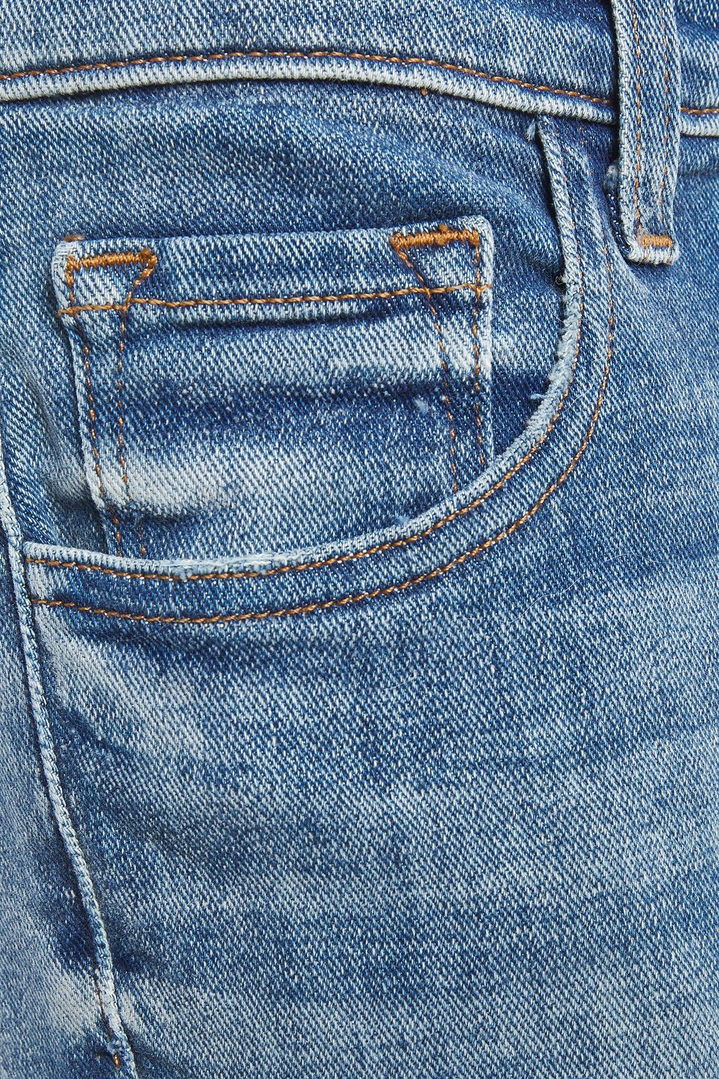 J BRAND Distressed faded mid-rise slim-leg jeans