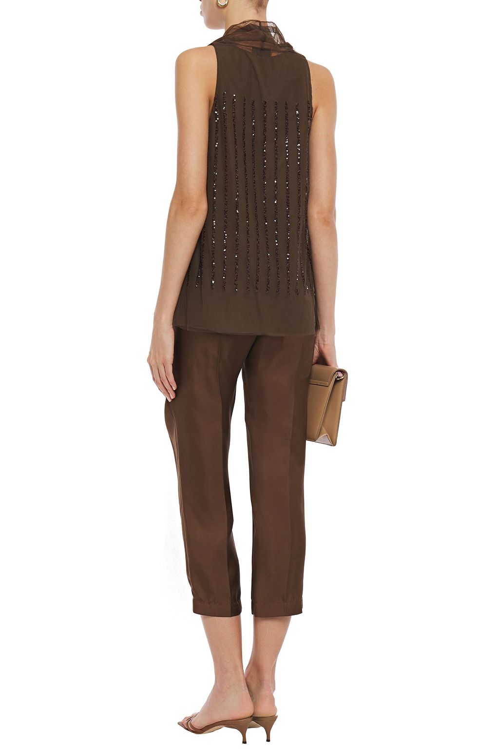 BRUNELLO CUCINELLI Cropped silk-faille tapered pants