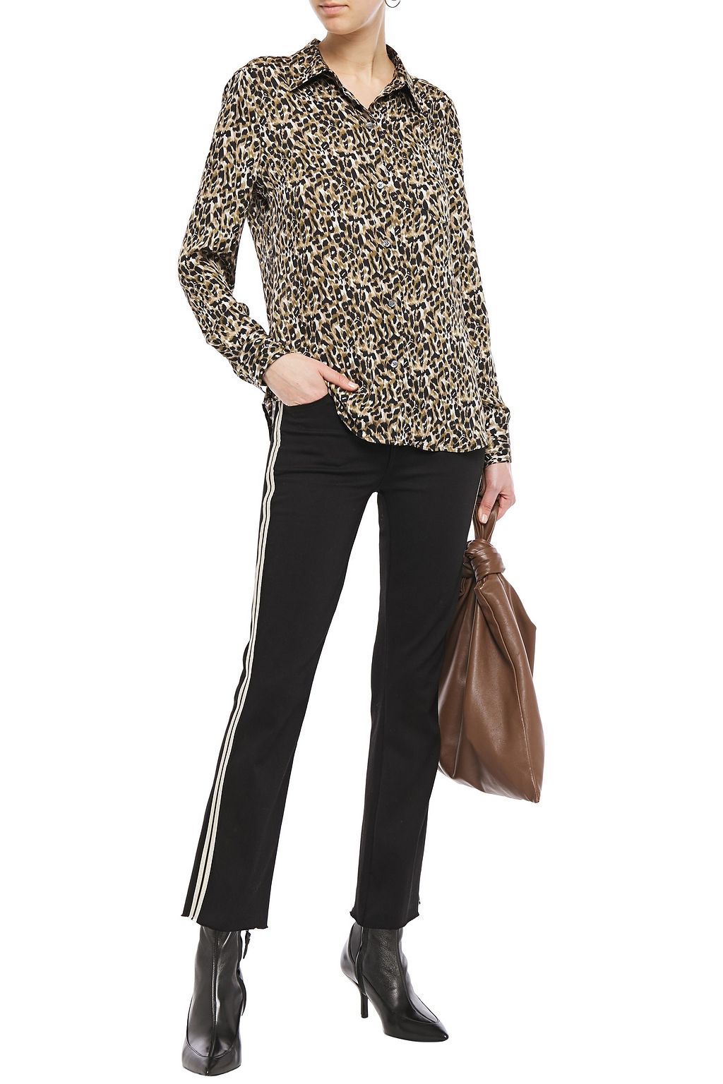 J BRAND Cropped cotton-blend mid-rise bootcut jeans