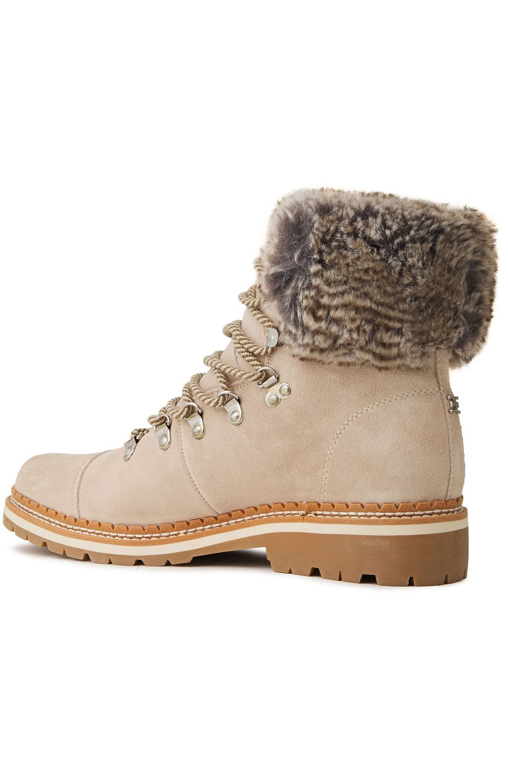 SAM EDELMAN Bowen faux fur-trimmed suede ankle boots