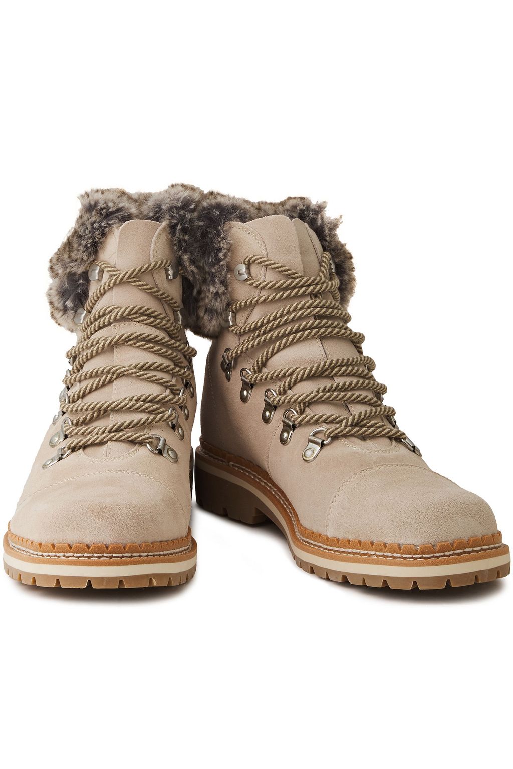 SAM EDELMAN Bowen faux fur-trimmed suede ankle boots