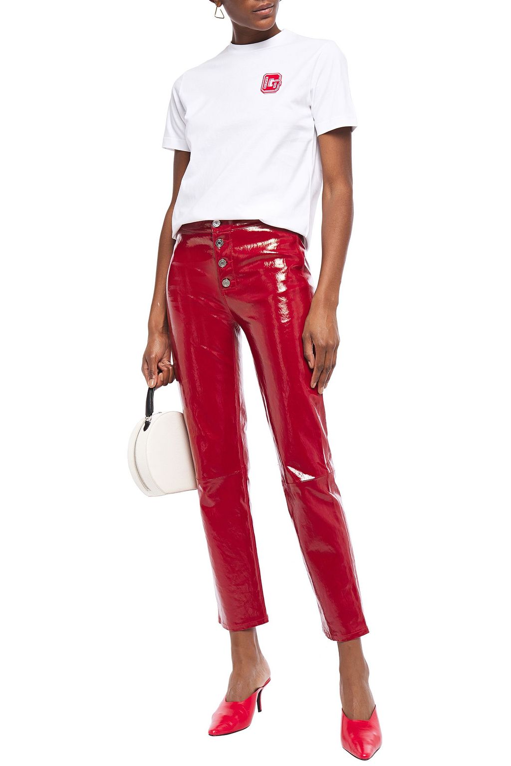 GANNI Appliquéd cotton-jersey T-shirt