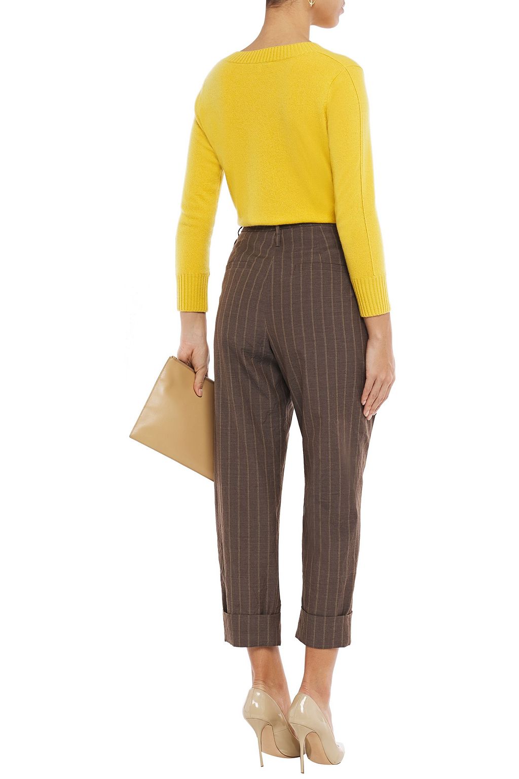 BRUNELLO CUCINELLI Cropped Karottenhose aus Wolle mit Nadelstreifen