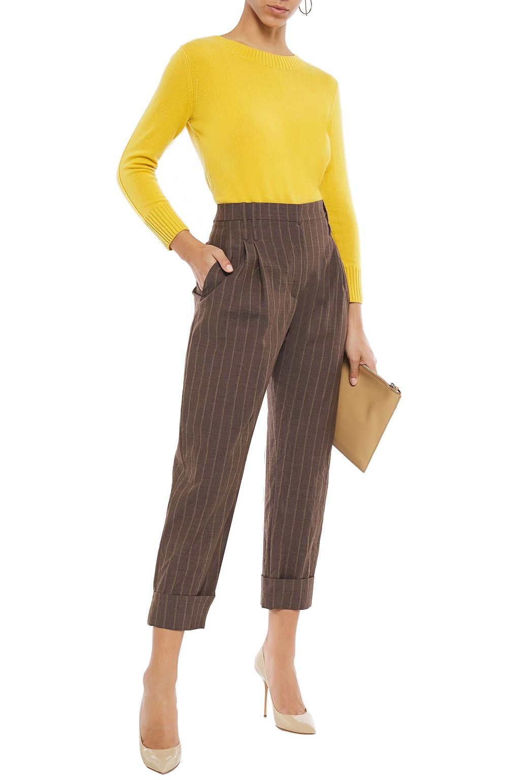 BRUNELLO CUCINELLI Cropped Karottenhose aus Wolle mit Nadelstreifen