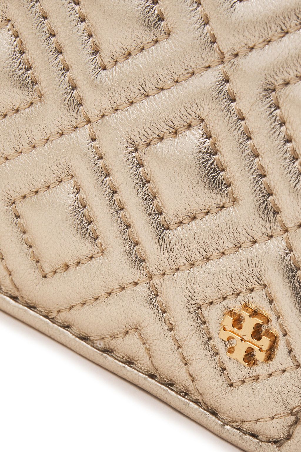 TORY BURCH Fleming quilted metallic leather wallet