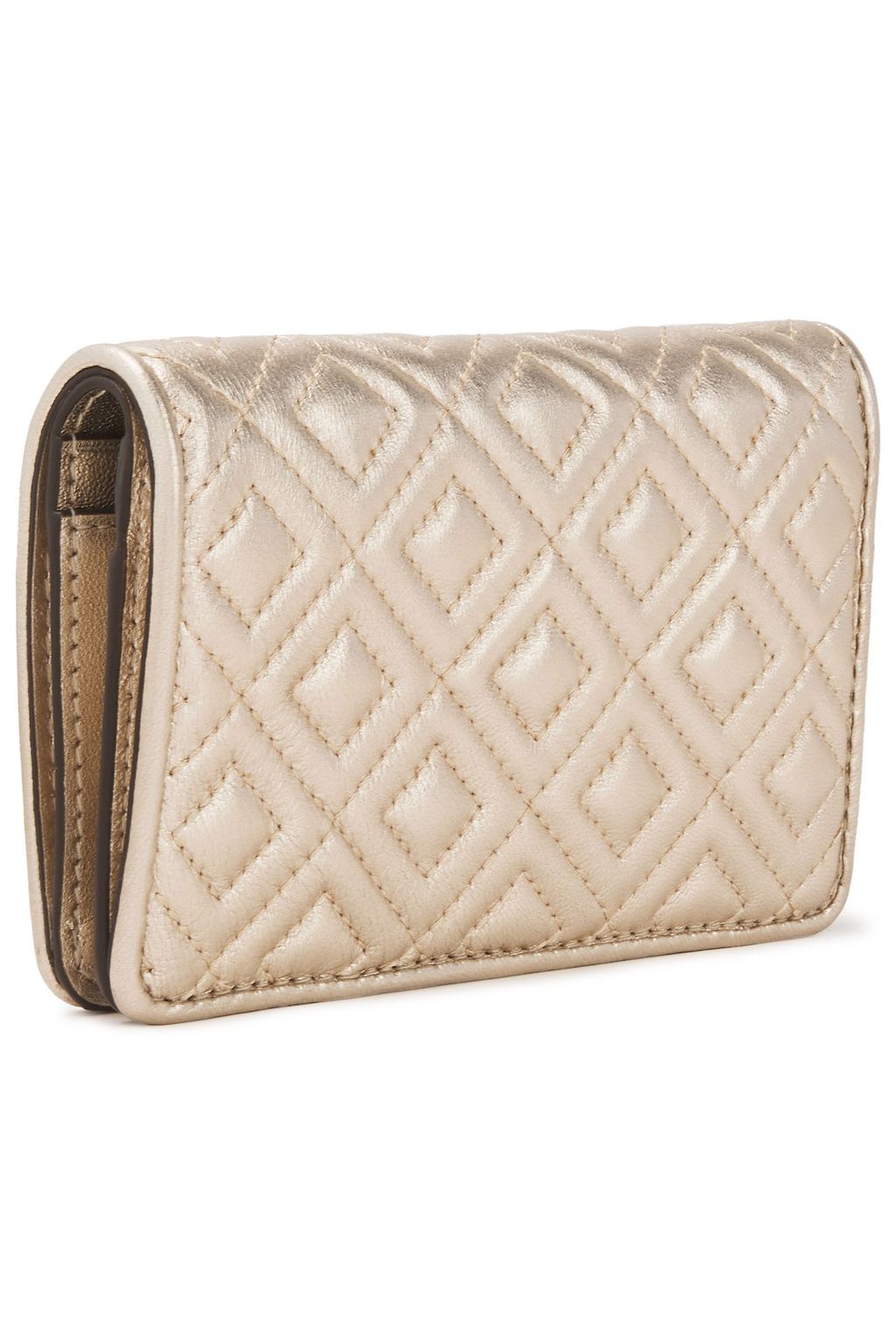 TORY BURCH Fleming quilted metallic leather wallet