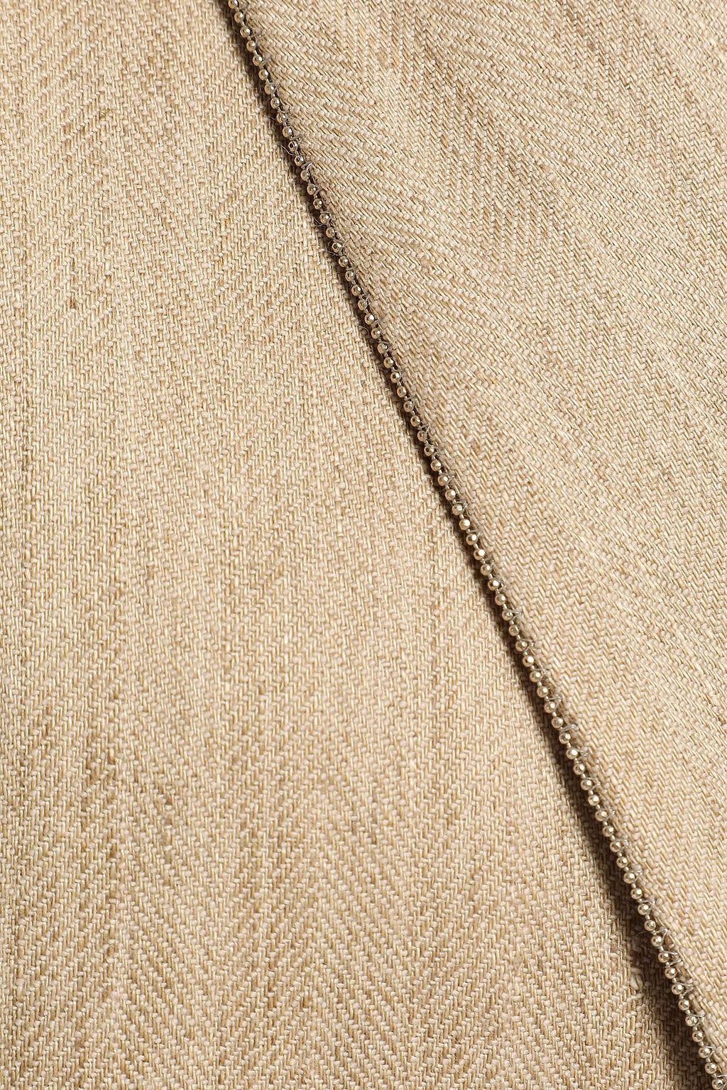 BRUNELLO CUCINELLI Bead-embellished herringbone cotton-blend blazer