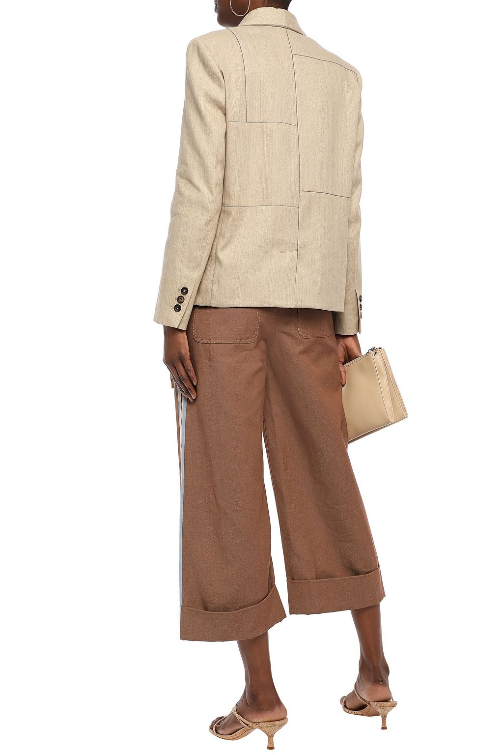 BRUNELLO CUCINELLI Bead-embellished herringbone cotton-blend blazer