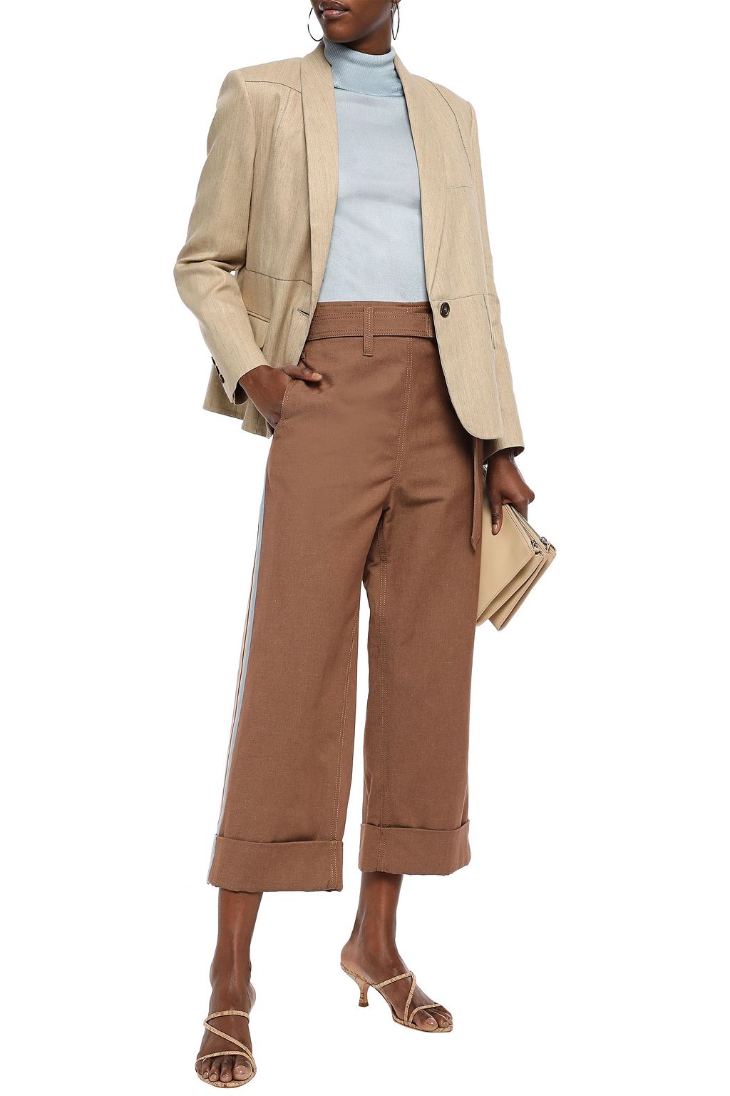 BRUNELLO CUCINELLI Bead-embellished herringbone cotton-blend blazer