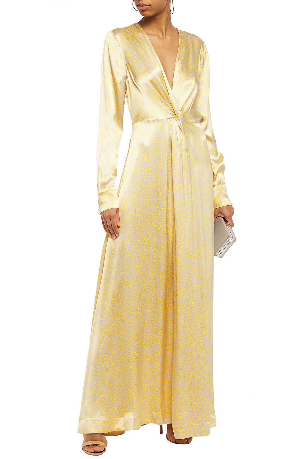 GANNI Twist-front floral-print satin maxi dress