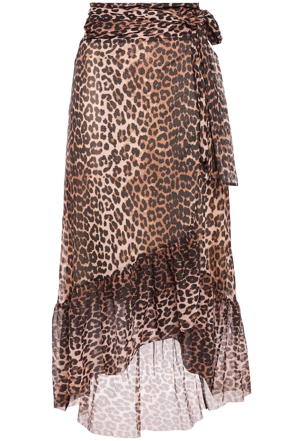 ganni leopard midi skirt