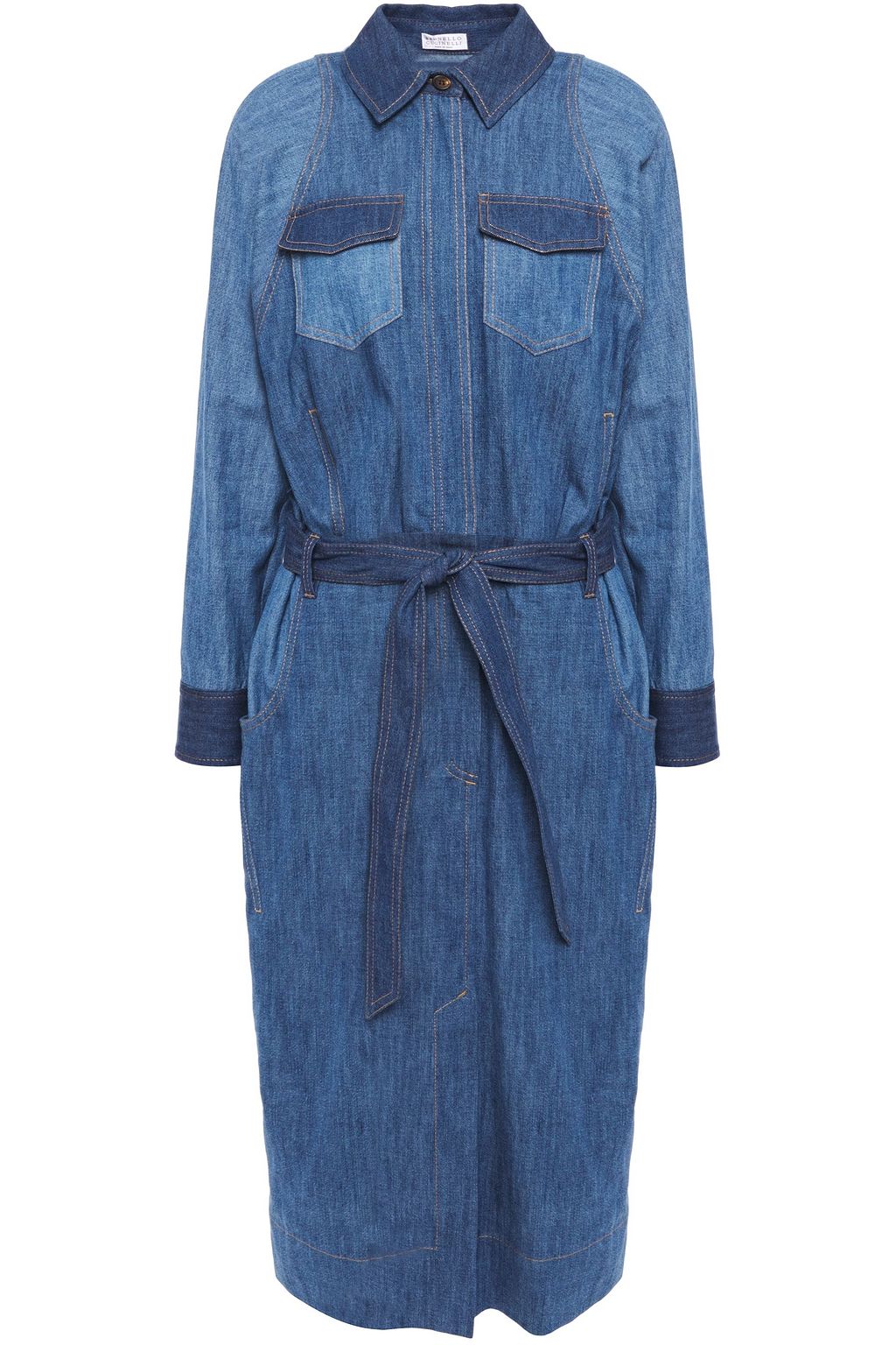 denim midi shirt dress