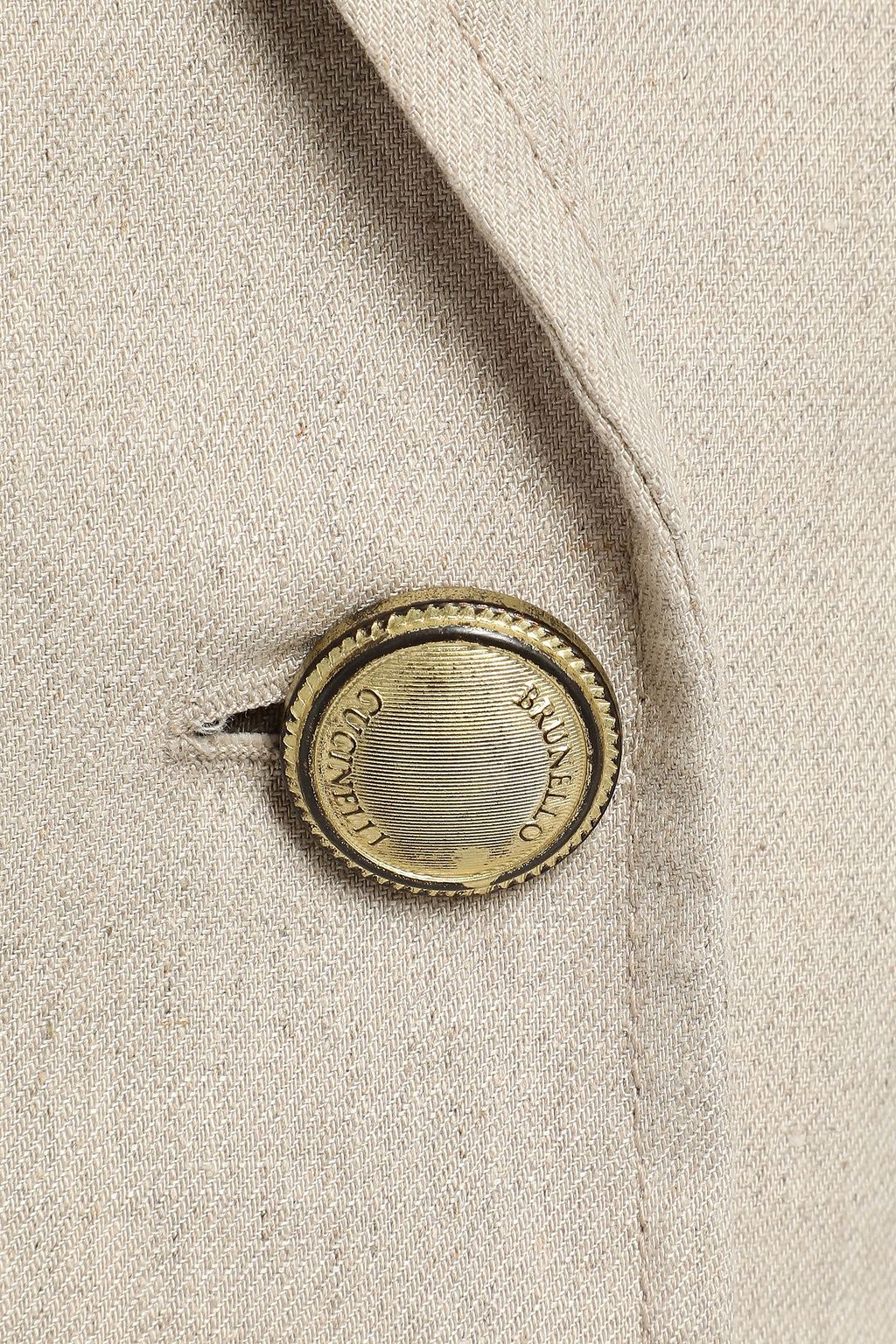 BRUNELLO CUCINELLI Double-breasted embellished linen-blend blazer