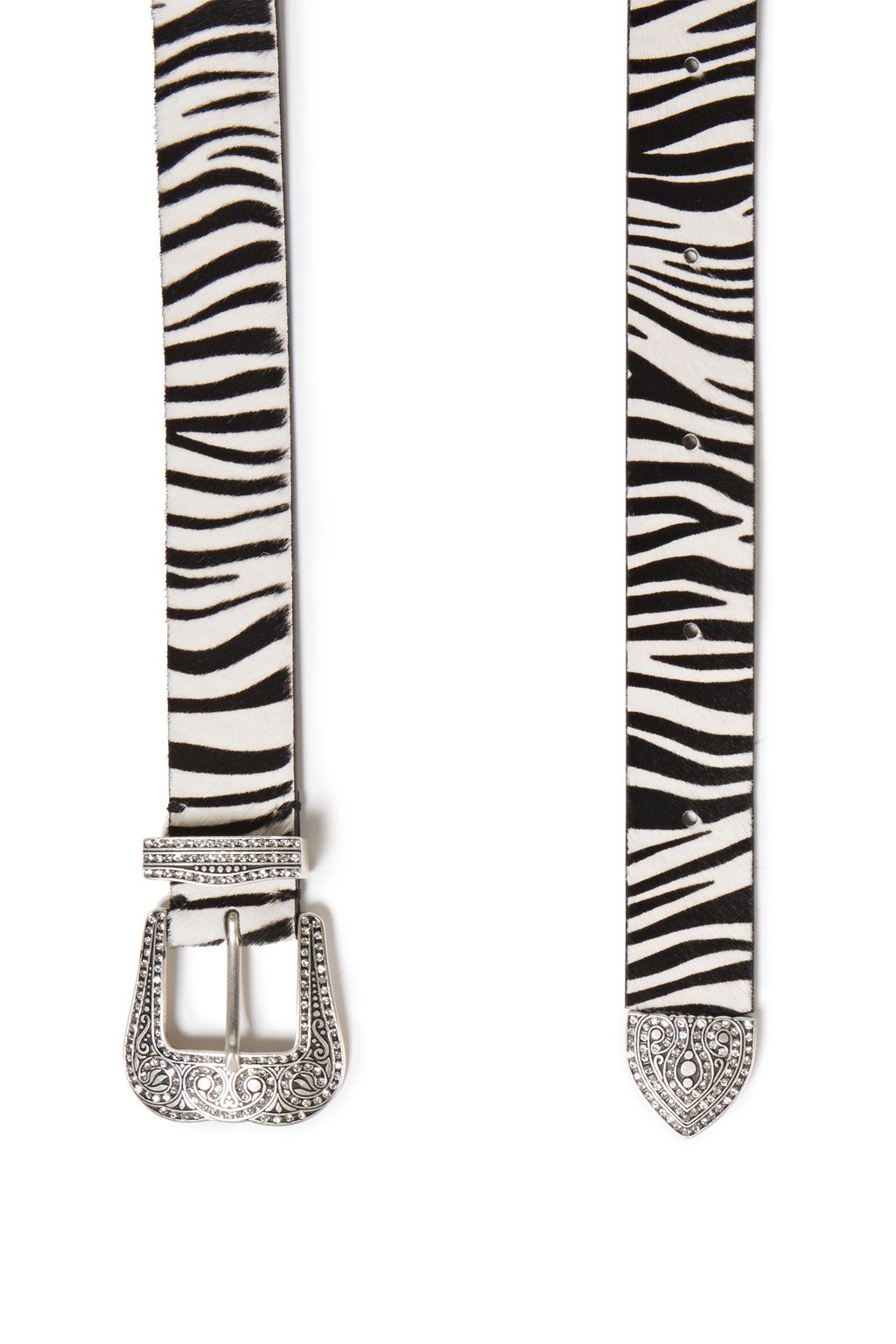 MARC JACOBS Crystal-embellished zebra-print calf hair belt