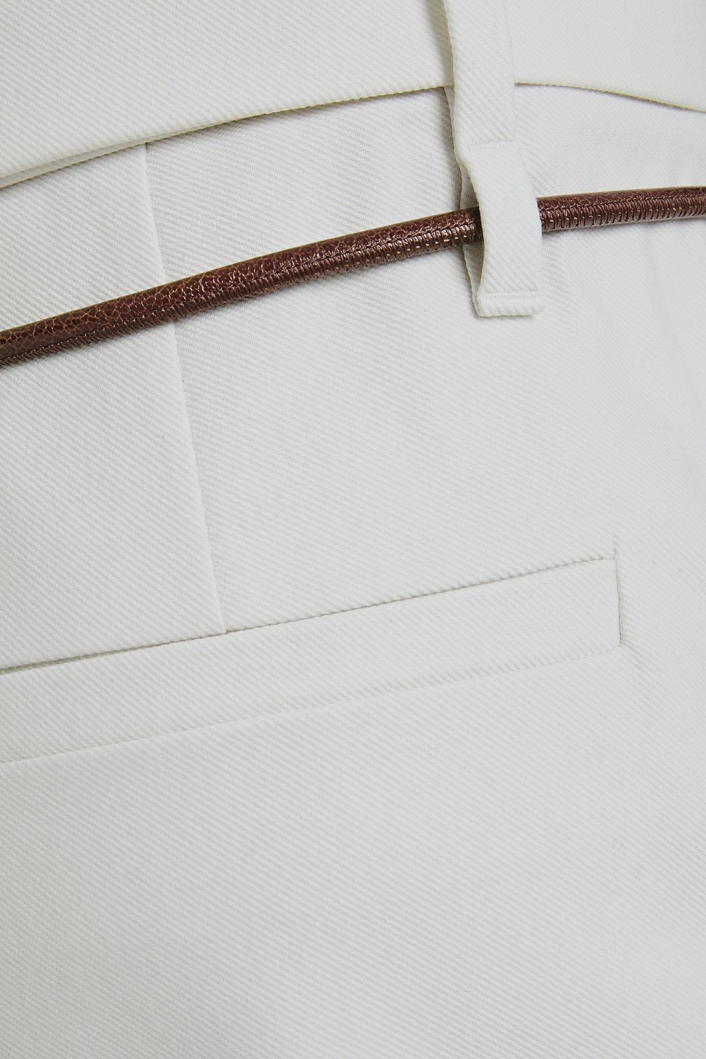 BRUNELLO CUCINELLI Cropped belted cotton-blend twill slim-leg pants