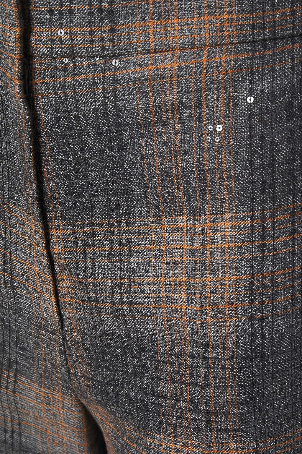 BRUNELLO CUCINELLI Sequin-embellished checked linen-blend wide-leg pants