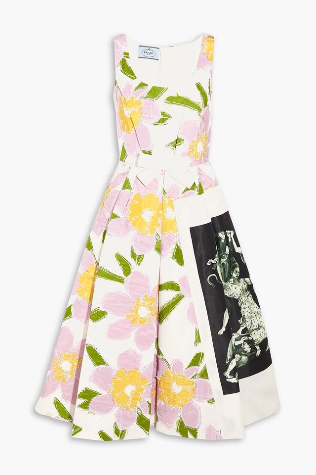 Appliquéd silk-faille dress