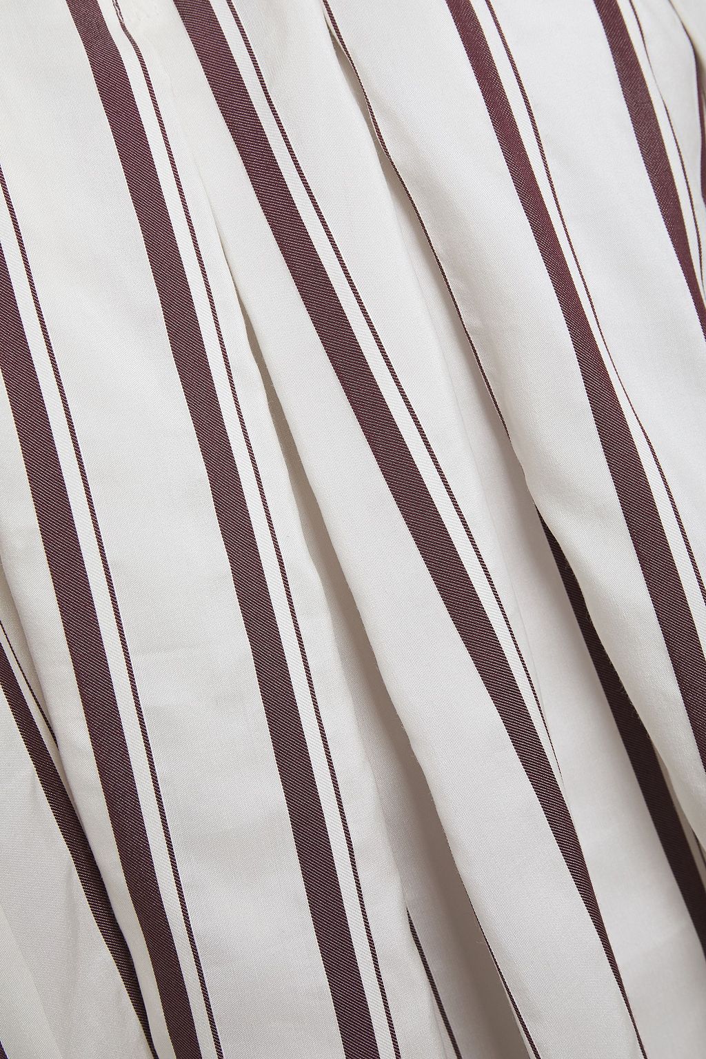 BRUNELLO CUCINELLI Tie-neck pleated striped silk top