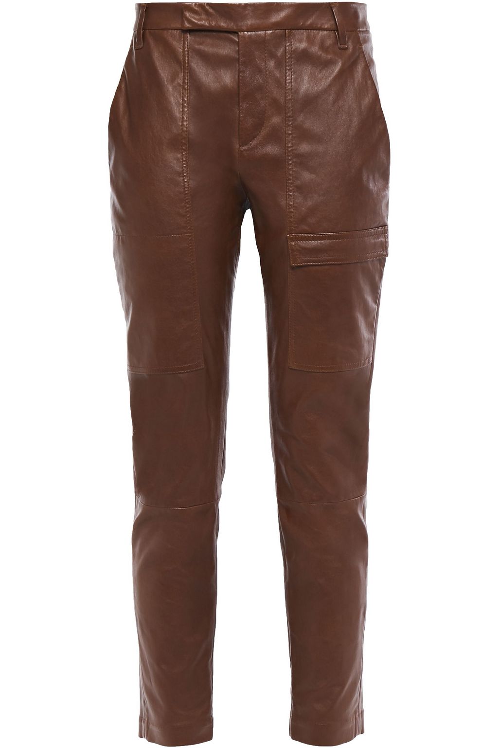 Stretch leather slim leg pants brown One Size