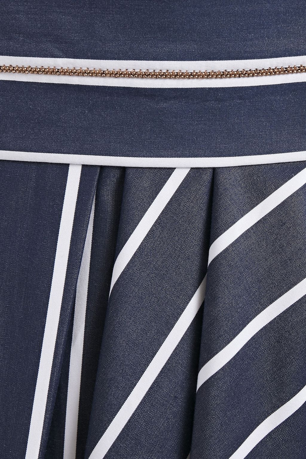 BRUNELLO CUCINELLI Belted bead-embellished striped cotton-poplin shirt dress