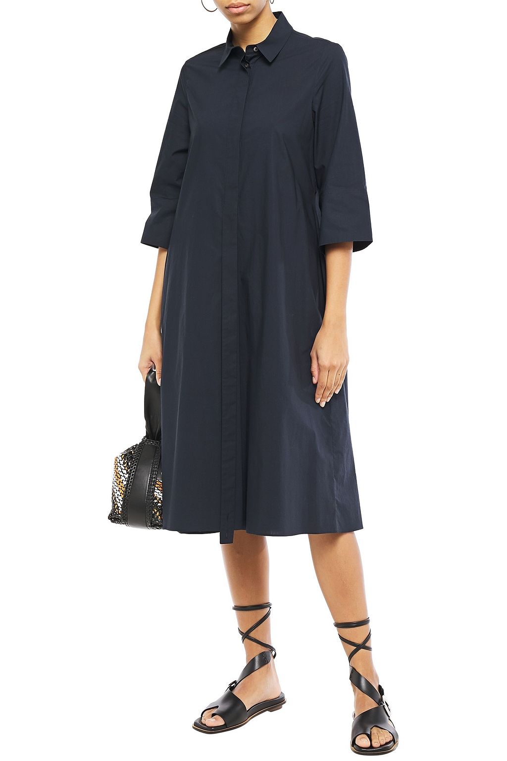 JIL SANDER Cotton-poplin midi shirt dress