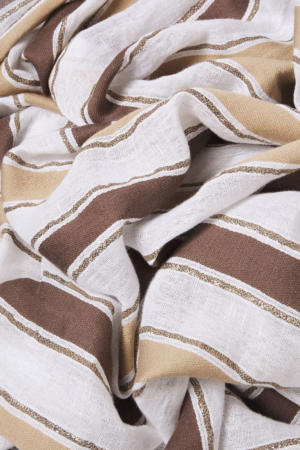BRUNELLO CUCINELLI メタリックストライプコットン混 スカーフ