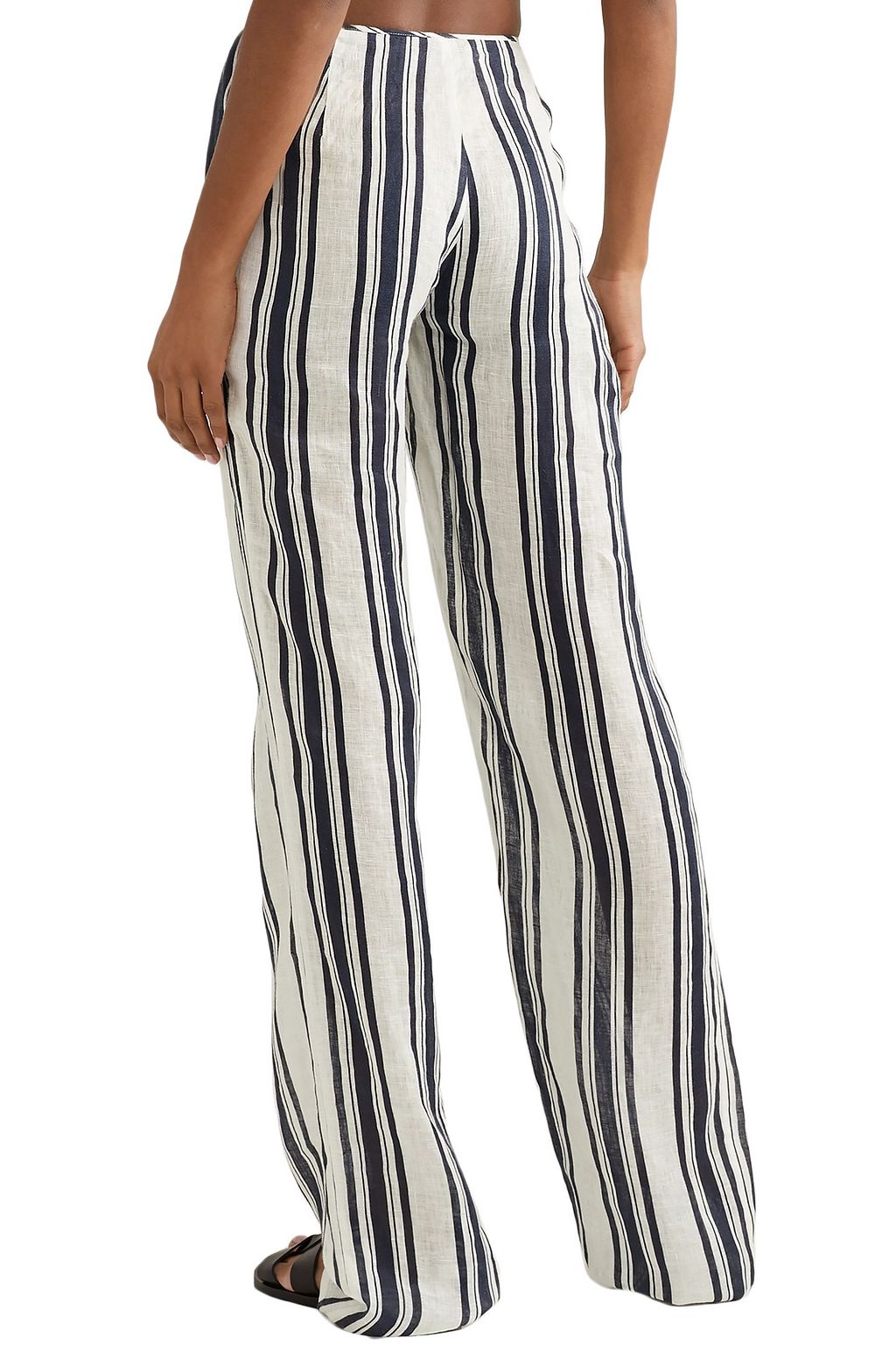 TORY BURCH Awning striped linen-gauze wide-leg pants