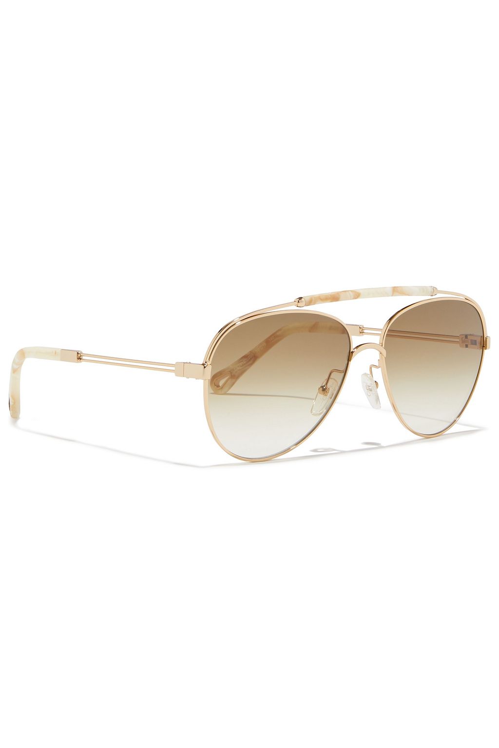CHLOÉ Reece aviator-style gold-tone and marbled acetate sunglasses