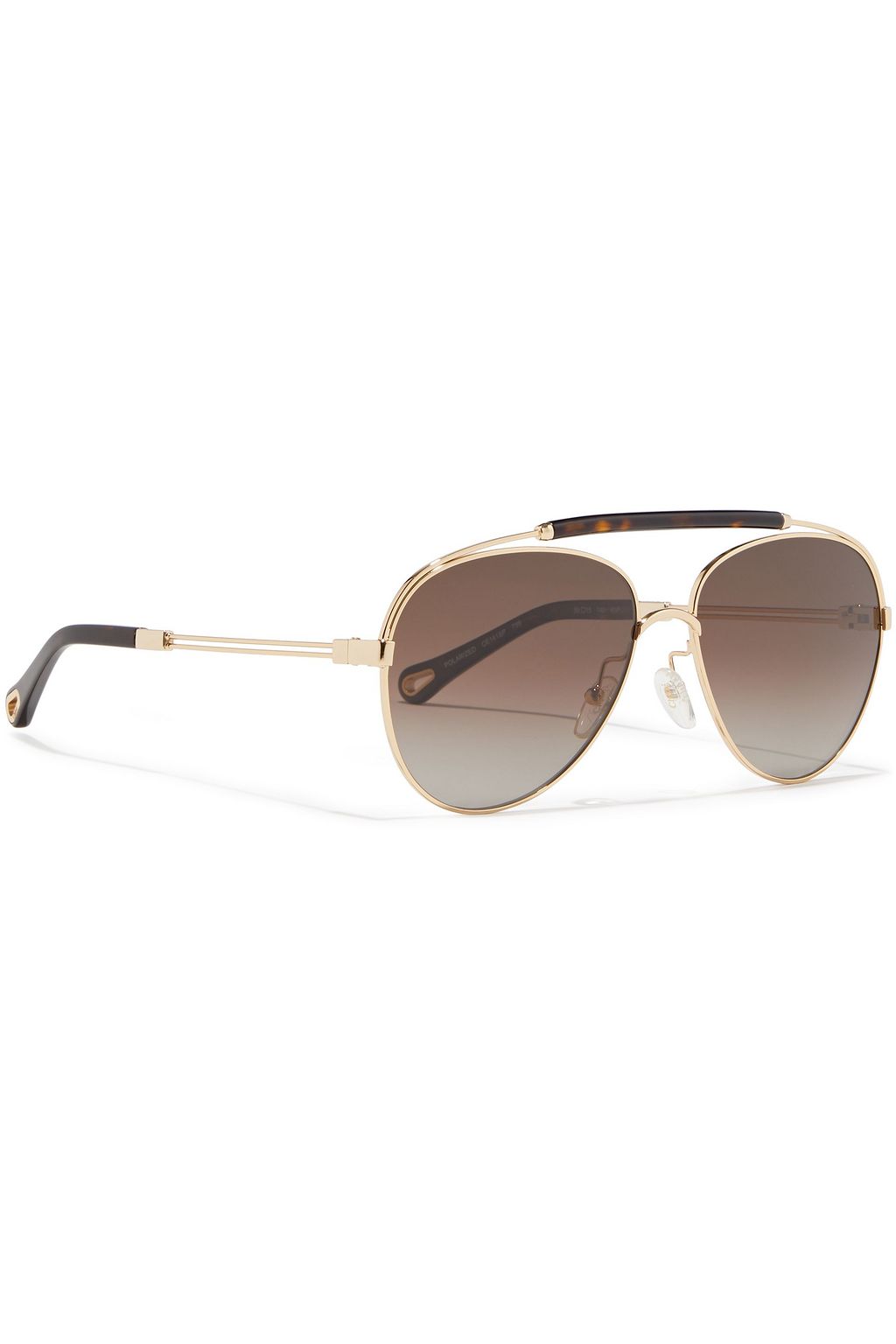 CHLOÉ Reece aviator-style gold-tone and tortoiseshell acetate sunglasses